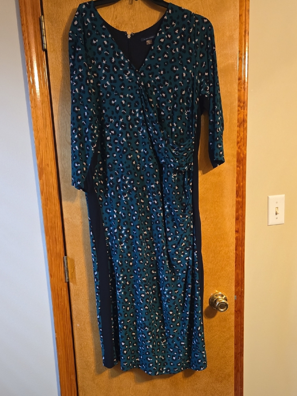 Tommy Hilfiger Teal Animal-Print Midi Dress